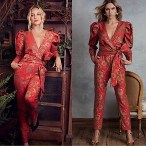 Chic Red Patterned Jumpsuit Happy Nature